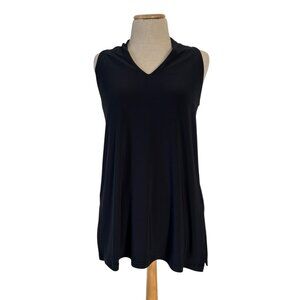 Sympli Womens Black Sleeveless V-Neck Tunic Top Size 6